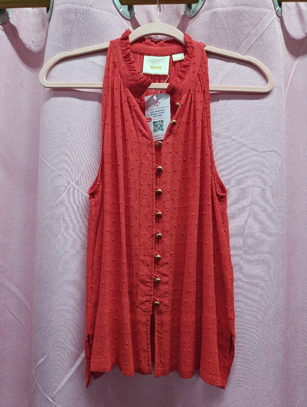 Maeve- Anthropology Red Swiss Dot Sleeveless Tank Top Sz XS
